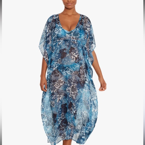 Lauren Ralph Lauren Other - Lauren Ralph Lauren womens Indigo Patchwork Midi Caftan Cover Up